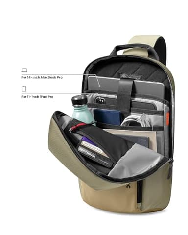 tomtoc 7L Sling Backpack Crossbody Bag for Men Women, EDC Daypack Chest Shoulder bag for 14-inch MacBook Pro M5, 13" MacBook Air/Pro, 13'' iPad Pro M5/iPad Air M3, Organized, Daily Use, Work, Travel-S - Image 2