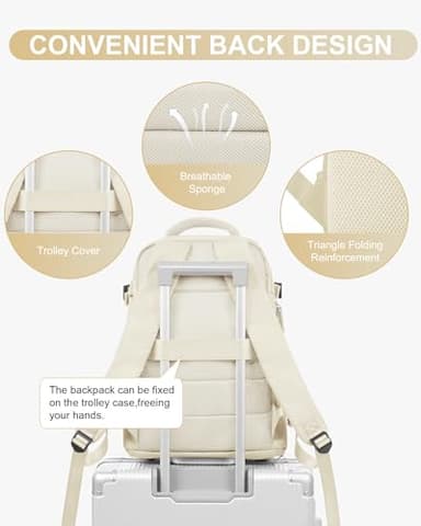 Travel Backpack Women,Carry On Backpack Flight Approved 18x14x8 inches Bag Spirit Airlines Personal ltem,College Sports Hiking Rucksack Waterproof Casual Daypack Laptop Blackpack Men,Beige - Image 5