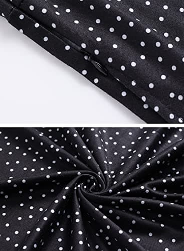 Women's Elegant Vintage 50s Office Casual Floral Print Work Party A-Line Swing Dress with Pockets 162 (XXL, Black Dot) - Image 5