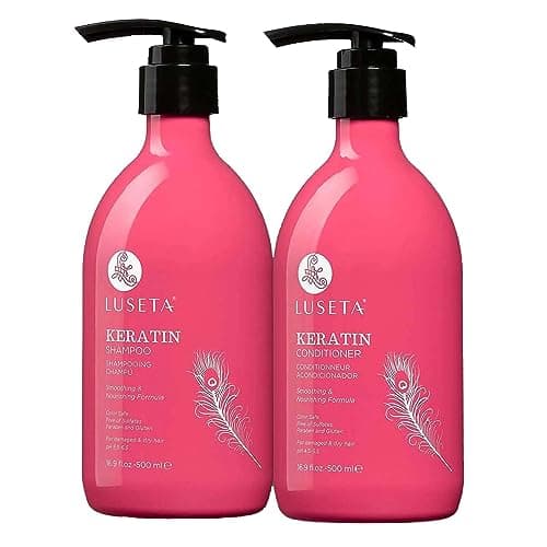 Luseta Keratin Shampoo and Conditioner for Color Treated Damaged & Dry Hair, Keratin Hair Treatment for Smoothing& Nourishing, Free of Sulfates, Paraben and Gluten 2 X 16.9Oz - Image 1