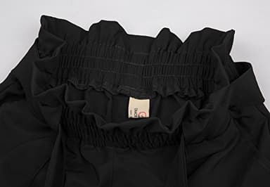 Women's Simple Solid Ruffle Tie Waist Pants with Pockets Black XL - Image 10