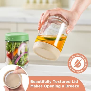 DRKIO 16 Oz Overnight Oats Containers with Lids - 6 Pack Glass Storage Jars with Airtight Lids Wide Mouth Mason Food Jars Great for Meal Prep Salad Chia Pudding Snacks Yogurt Sugar Spice Cereal - Image 4