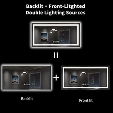 LOAAO 55X30 LED Bathroom Mirror with Lights, Anti-Fog, Dimmable, Backlit + Front Lit, Lighted Bathroom Vanity Mirror for Wall, Shatter-Proof, Memory Function, ETL Listed - Image 6