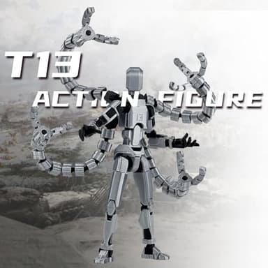 Already Assembled T13 Action Figure Accessories,T13 Multi-Jointed Movable,for Collectors Desktop Decorations t-13 Movability 3D Printed Toys (Gray) - Image 5
