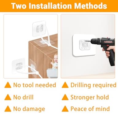 No Drill Furniture Anchors Adhesive (10 Packs) for Baby Proofing, Adjustable Anti-Tip Furniture Wall Safety Straps for Child, Keep Toddlers & Pets Safe from Falling Furniture Like Dresser & Bookshelf - Image 3