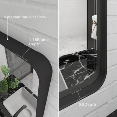 CHARMOR 24x36 Inch Black Framed Mirror for Wall, Matte Black Bathroom Rectangle Mirror, Rounded Corner, Anti-Rust (Horizontal/Vertical) - Image 2