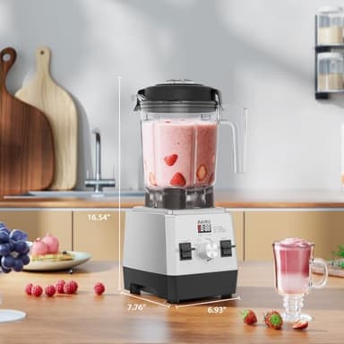 Aeitto Blenders for Kitchen with 68Oz. Large Capacity, 1800W Max Power Smoothie Blender, 3 Preset Programs & 7 Speeds, Professional Countertop Blender for Smoothies, Ice Crush, Frozen Drinks, Silver - Image 8