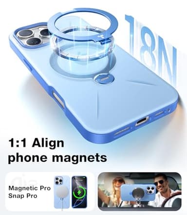 TORRAS 360° Spin Magnetic Stand for iPhone 16 Pro Max Case, Fit for MagSafe, Military Grade Protective Case for iPhone 16 Pro Max Phone Case Ostand with Kickstand Rotatable, Sapphire Blue, 6.9 inch - Image 4