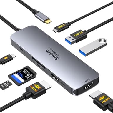 USB C Docking Station Dual HDMI Monitor, USB C to Dual HDMI Adapter with 2HDMI Ports, PD Charging, SD/TF, USB A&C 3.0 Ports, Laptop Docking Station for Dell XPS/HP/Lenovo/Surface/Yoga etc - Image 1