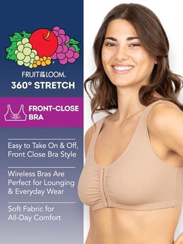 Fruit of the Loom Women's Front Close Builtup Sports Bra, Sand/Black 2-Pack, 38 - Image 5
