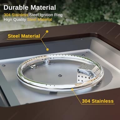 EAST OAK 28'' Propane Fire Pit Table, 50,000 BTU Steel Gas FirePit for Outdoor, Outside Patio Deck and Garden, CSA Certified Fire Table with Magnetic Lid, Cover-Storage Basket and Lava Rock , Brown - Image 7