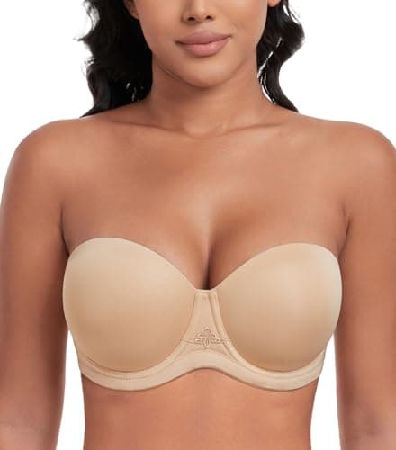 DotVol Women's Multiway Strapless Bra Full Figure Underwire Contour Beauty Back Plus Size Bra(32DDD, Beige) - Image 1