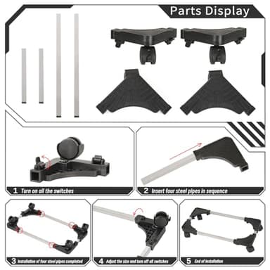 Liitrton Mobile CPU Stand Adjustable Computer Tower Stand with 4 Caster Wheels Fits Most PC (Black) - Image 7