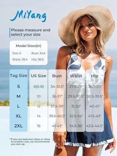 MiYang Women's One Piece High Waist Printing Swim Dress Padded Swimwear - Image 7