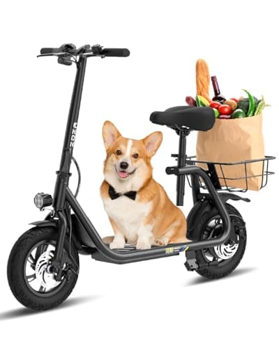 Electric Scooter with Seat ZD06, 800W Peak Motor, 20 Mile Range & 15.5 Mph, Key Start, Foldable E-Scooter with Carry Basket for Pets & Cargo, Electrically-Powered Motor Scooters - Image 1