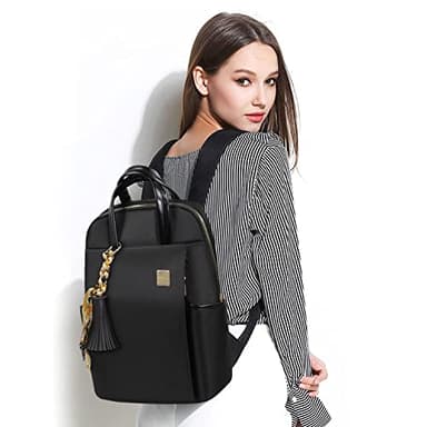 Laptop Backpack for Women Slim Travel - Laptop Bag Computer Case Fit up to 15.6-inch Notebook Lightweight Medium Size Purse for Work Bookbag Water-resistant Business Fashion Stylish Nylon Black - Image 8
