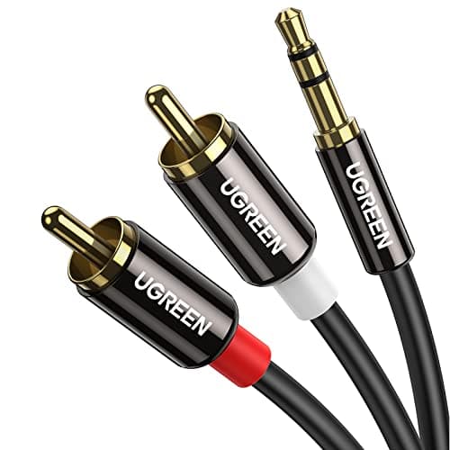 UGREEN 3.5mm to RCA Cable, 6.6FT RCA Male to Aux Audio Adapter HiFi Sound Headphone Jack Adapter Metal Shell Y Splitter Auxiliary Cord 1/8 Connector for Phone Speaker MP3 Tablet HDTV - Image 1