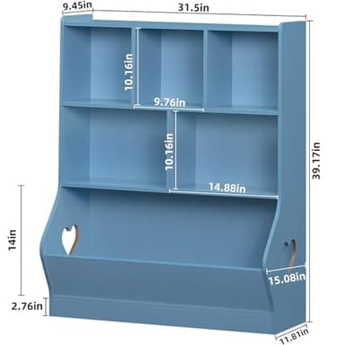 Lerliuo Kids Storage Organizer, 3 Tier Children Bookcase and Bookshelf, Toddler 6 Cubby Cabinet, Wood Book Shelf for Playroom, Bedroom, Living Room, Nursery, School 39.17'' H(Blue) - Image 3