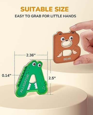 JoyCat Wooden Thick Alphabet Magnets for Toddlers Fridge Large Size Cute Animal Colorful ABC Magnetic Letters 26 Uppercase Letters 0-9 Numbers Toy Set for Kids Toddlers Preschool Learning Spelling - Image 5
