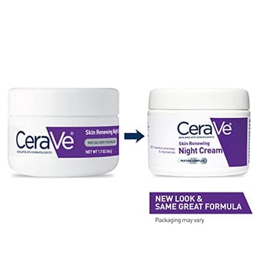 CeraVe Skin Renewing Night Cream, Niacinamide, Peptide Complex, and Hyaluronic Acid Moisturizer for Face, 1.7 Ounce, Packaging may Vary - Image 2