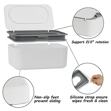 2 Pack Wipes Dispenser, Wipe Holder for Baby & Adult, Seposeve Refillable Wipe Container, Keeps Wipes Fresh, One-Handed Operation. Non-Slip, Easy Open/Close Wipes Pouch Case(2 Grey) - Image 3