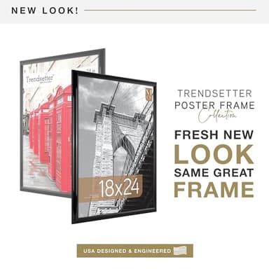 MCS Trendsetter 18x24 Poster Frame Black High-Gloss, Vertical & Horizontal Wall Hanging Large Picture Frame for Photos, Posters & Art Prints (1-Pack) - Image 2