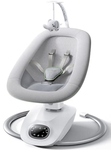 Momcozy CocoSway Baby Swing for Infants to Toddler, 3D-Motion Electric Baby Swing with 6 Motions & 4-Speeds, Remote Control, Infant Swing with 8 Preset Lullabies for Baby Boy Girl Up to 20 lbs - Image 1