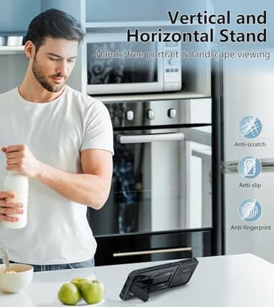 FNTCASE for Samsung Galaxy A16-5G Case: Military Grade Dropproof Cell Phone Cover with Kickstand & Slide | Protective Heavy Duty Rugged Phone Case Bumper Textured Protector (Black) - Image 7