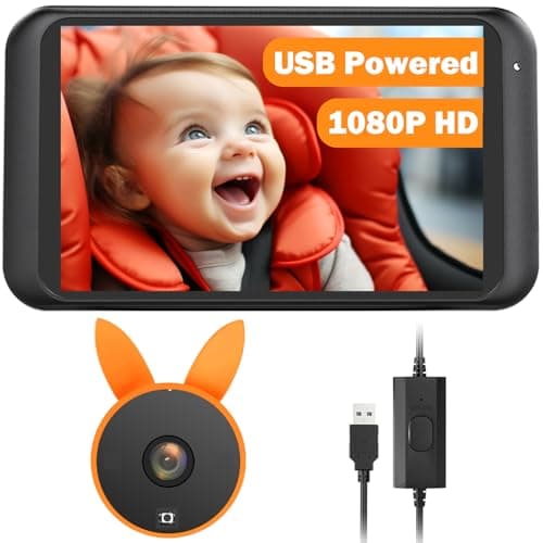 Babyvue USB Baby Car Camera Plug-Play, 4.5" 1080P Easy Setup Backseat Camera with Flexible 360 Rotation, Clear Picture Rear Facing Car Seat Baby Monitor - Image 1