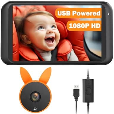 Babyvue USB Baby Car Camera Plug-Play, 4.5" 1080P Easy Setup Backseat Camera with Flexible 360 Rotation, Clear Picture Rear Facing Car Seat Baby Monitor - Image 1