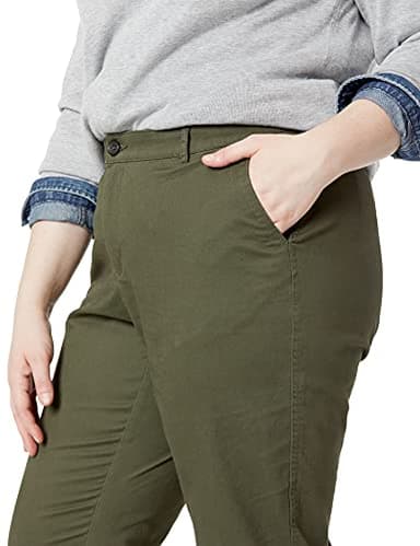 Amazon Essentials Women's Mid-Rise Slim-Fit Stretchy Cropped Tapered Leg Khaki Dress Pants (Available in Plus Size), Dark Olive, 18 - Image 7