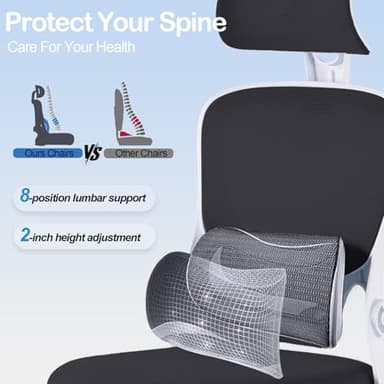Estevo Ergonomic Office Chair with Tilt-Lock, Home Office Desk Chair with Auto Lumbar Support, High Back Mesh Desk Chair with Adjustable Headrest, Swivel Task Chair or Study Bedroom,Black and White - Image 4