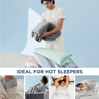 Bedsure Cooling Blankets for Hot Sleepers - Summer Blanket King Size, Cold and Lightweight Gift for Night Sweats, Ice Cooled Breathable Comforter for Bed and Couch, Grey, 104x90 Inches - Image 6