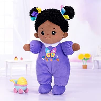 OUOZZZ 10" Black Baby Doll for 1 Year Old Girl Gifts - First African American Baby Dolls Toys for Girl Birthday Christmas Plush Gift for Toddler - Image 4