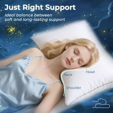 Sasttie Pillows Queen Size Set of 2, Bed Pillows for Side, Back, and Stomach Sleepers - Oeko-Tex Certified Down Alternative Plump Filling - Hotel Quality and Machine Washable, 2 Pack - Image 3