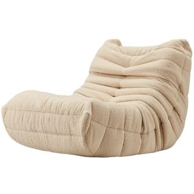 Bean Bag Chairs for Adults Giant Bean Bag Chair Memory Foam BeanBag Chair Big Bean Bag Sofa with Filler Faux Fur Fireside Beanbags Lazy Sofa for Living Room Bedroom Dorm Office (Khaki Teddy) - Image 9