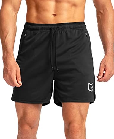 G Gradual Men's Running Shorts with Zipper Pockets Quick Dry Gym Athletic Workout 5" Shorts for Men (Black, Medium) - Image 2