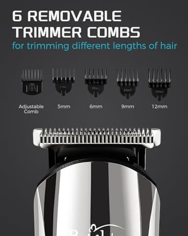 Brightup Beard Trimmer for Men - Electric Razor & Shaver, Cordless Hair Clippers Trimmers Set, IPX7 Waterproof Mens Grooming Kit for Shaving Face, Mustache, Body, Ear, Nose Hair Trimmer, Gifts for Men - Image 8
