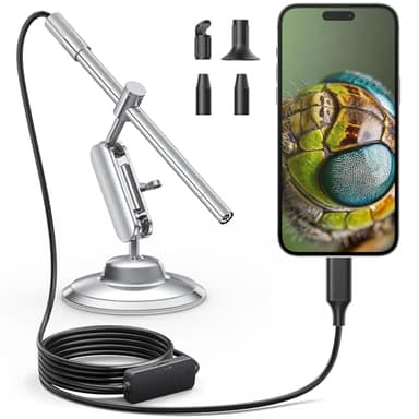 Teslong USB-C Digital Microscope, 10X to 200X Magnification Portable Camera with 8 LED Lights, Handheld Rotating Metal Stand for Coin, Electronic, Compatible with iPhone 15+ and Android Devices - Image 1