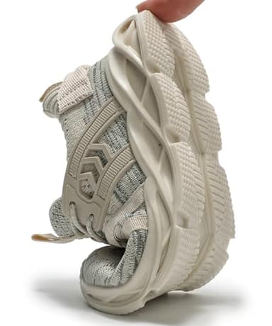 DADAWEN Boys Girls Lightweight Breathable Sneakers Kids Tennis Shoes Athletic Running Shoes for Toddler/Little Kid Beige US Size 10 M Toddler - Image 2