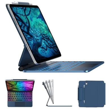 typecase Edge Keyboard Case for iPad 11th Gen A16 (2025) & 10th Gen 10.9" (2022) – Multi-Touch Trackpad, 11-Color Backlit Magic-Style Keyboard – Floating Magnetic Stand, Pencil Holder – Pacific Blue - Image 1