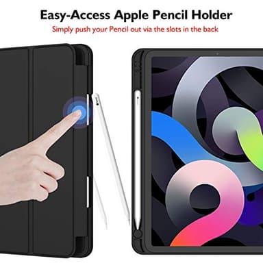 iMieet iPad Air 11 Inch Case M3(2025) / M2 (2024), iPad Air 5th/4th Generation Case 2022/2020 10.9 Inch with Pencil Holder,Trifold Stand Smart Case with Soft TPU Back(Black) - Image 3