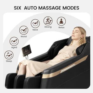 Real Relax 2024 Massage Chair Zero Gravity Full Body Airbags, 8 Fixed Points Massage Rollers with 6 Auto Modes, Bluetooth, Foot Rollers, Heater, Black - Image 6