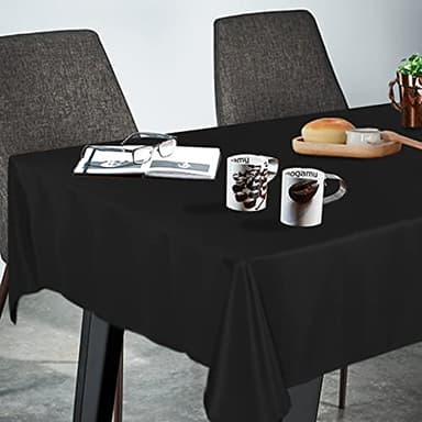 Fitable Rectangle Tablecloth Stain and Wrinkle Resistant Washable Polyester Table Cloth for Buffet Parties and Camping (60x84 inch, Black) - Image 3