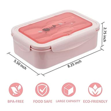 LOVINA Bento Boxes for Adults - 1100 ML Bento Lunch Box For Kids Childrens With Spoon & Fork - Durable for On-the-Go Meal, BPA-Free and Food-Safe Materials - Image 2