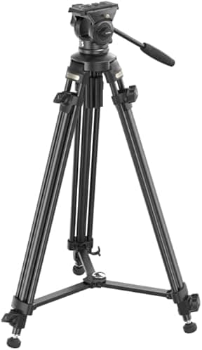 SmallRig AD-50 Lite Video Tripod, Heavy Duty Tripod with 360°Fluid Head, 62" Aluminum Alloy Travel Tripods with QR Plate, Lift Rope, Load up to 11lb for DSLR, Camcorder, Camera - Image 4