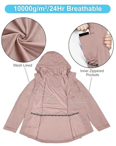 33,000ft Packable Rain Jacket Women Lightweight Waterproof Raincoat with Hood Cycling Bike Jacket Windbreaker - Image 3