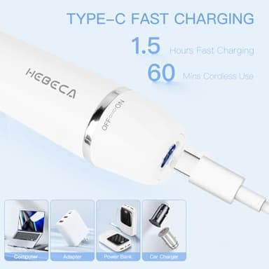 HEBECA Nose Hair Trimmer for Women and Men, 3-in-1 Electric Facial Hair Removal Rechargeable Portble Waterproof Face Shaver Razor for Nose Ear Eyebrow Peach-Fuzz Lips Chin FT3001 - Image 6