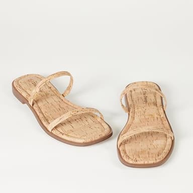 The Drop Women's Paris Square Toe Two Strap Flat Sandal, Cork, 8 - Image 8