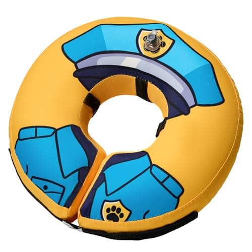 BENCMATE Inflatable Dog Cone Collar Alternative, Soft Dog Cone for Small Medium Large Dogs and Cats, Neck Recovery ECollar Donut Collar After Surgery (Large, Police Officer) - Image 1